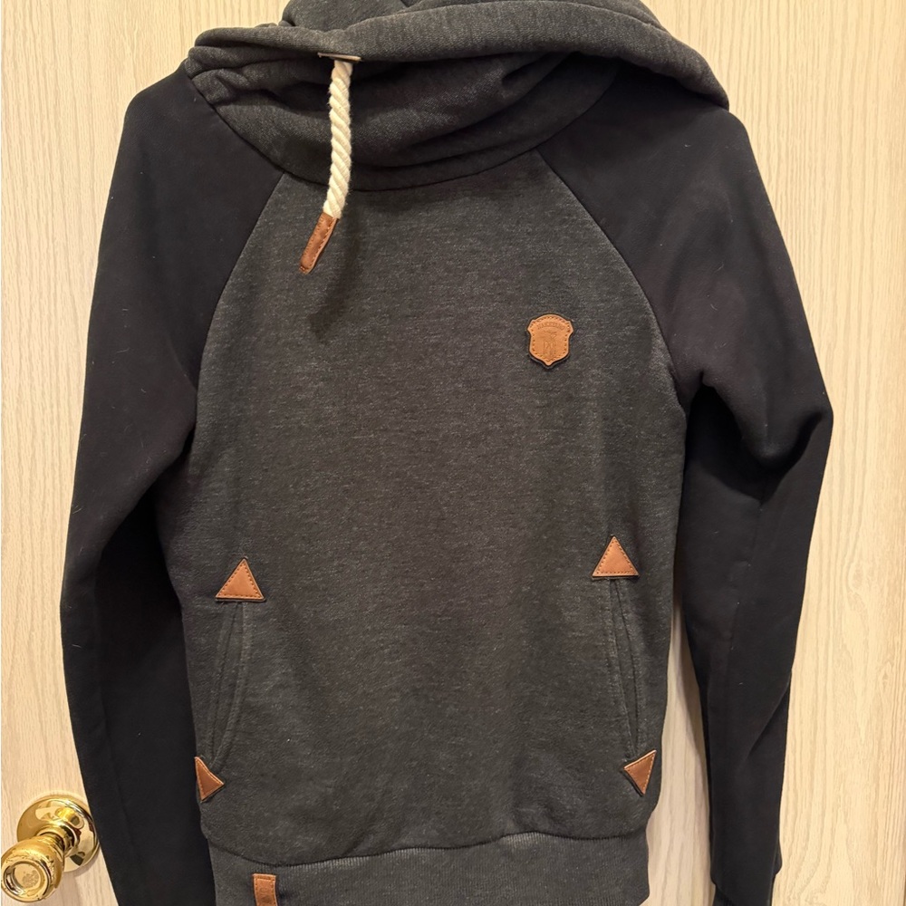 Naketano Charcoal Hoodie with Tan Details